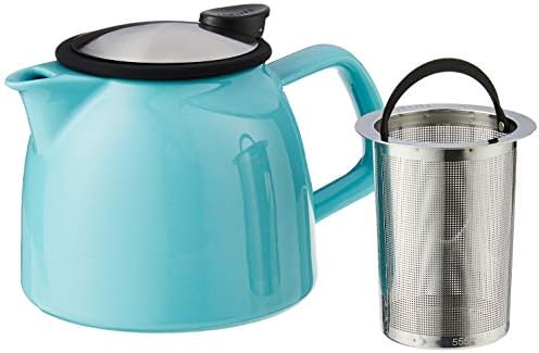 FORLIFE Bell Ceramic Teapot with Basket Infuser 26-Ounce/770ml, Turquoise - Image 3