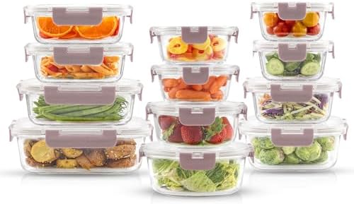 JoyJolt 24pc Borosilicate Glass Storage Containers with Lids | 12 Airtight/Freezer Safe Food Storage Containers for Pantry and Kitchen | Meal Prep Container for Lunch | Glass meal Set - Image 7