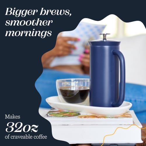 ESPRO P7 French Press, 18oz, Aegean Blue, Stainless Steel Coffee Maker - Image 4