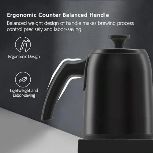 Gooseneck Electric Kettle with ±1℉ Temperature Control & Keep Warm for Pour Over Coffee & Tea, Rapid Boil, 304 Stainless Steel, Built-in Brew Timer, 900W 0.6L (600 ML) - Image 5
