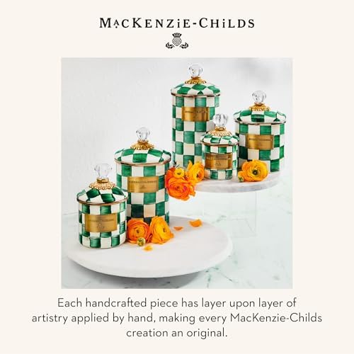 MACKENZIE-CHILDS Enamel Canister, Large, Green-and-White Emerald Check - Image 6