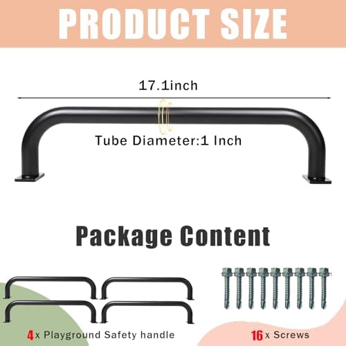4 Pcs Black 17”Metal Playground Safety HandlesFor Indoor & Ourdoor| - Image 2