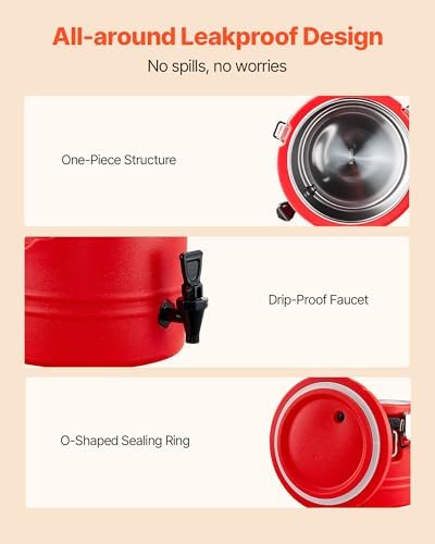 VEVOR Insulated Beverage Dispenser, 8 Gal/30.3L Thermal Hot and Cold Drink Server Dispenser with Spigot, Food-Grade Cooler Jug with 304 Stainless Steel Interior, for Tea Coffee Restaurant Outdoor - Image 6