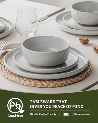 Famiware Milkyway 24-Piece Stoneware Dinnerware Set, Light Gray - Image 6