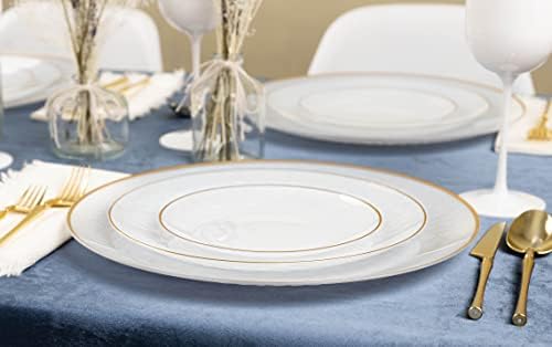 PLASTICPRO 64 Piece Combo Plate Set includes 32-7'' inch Plates & 32-10'' inch Plates White transparent Hammered Plastic PartyPlate Premium heavyweight Elegant, Disposable, Tableware, Dishes, - Image 4