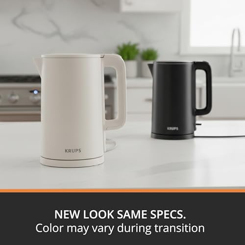 KRUPS 1.5L Electric Kettle Stainless Steel Cool Touch Interior, Fast Boiling, One Cup in 80 Seconds, Double Wall, Auto Off, Keep Warm, Hot Water Kettle Electric, Cordless, Black/White - Image 2