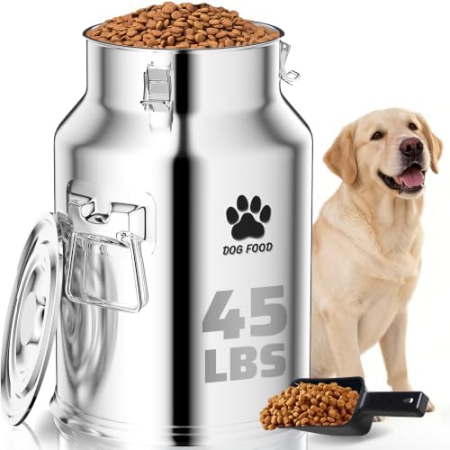 45LBS Stainless Steel Dog Food Container, Large Metal Dog Food Storage Container by Unknown
