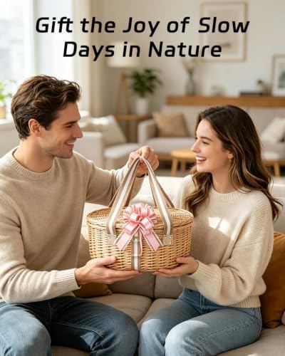 Picnic Basket for 2, Insulated Willow Hamper Set, Natural - Image 7
