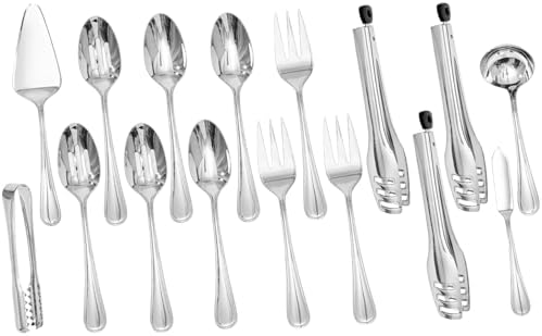 16-Piece Teardrop Serving Utensils Set, 18/10 Stainless Steel Utensils by KINGSTONE