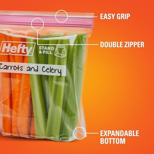 Hefty Press to Close Plastic Bags for Food Storage, Quart Size, 25 Count (Pack of 3) - Image 4