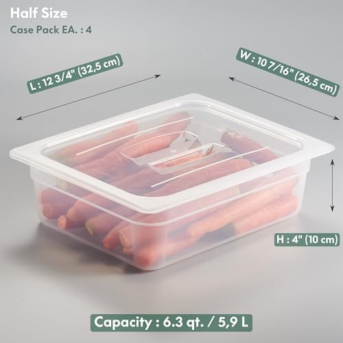CURTA 4-Pack 1/2 Size 4" Deep Food Pan with Sealing Lid – NSF Commercial-Grade Translucent Polypropylene, Stackable Freezer-Safe Storage for Restaurants, Catering & Buffets - Image 2