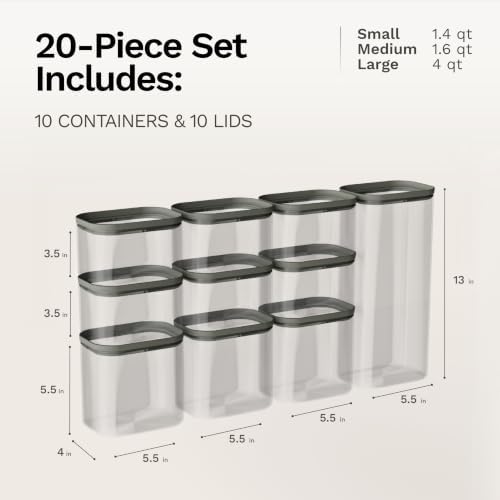 Naked Kitchen 20-Piece Food Storage Containers with Lids – Stackable BPA-Free Borosilicate Glass Pantry Storage Containers with Leak-Resistant Airtight Seal for Kitchen & Pantry Organization – Black - Image 3