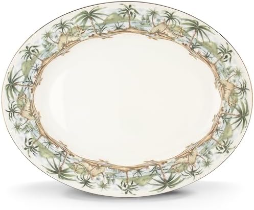 Lenox Serveware, British Colonial Serving Platter, Oval Shape, 15.75-Inch, Porcelain Material, Dishwasher Safe, Turkey Platter for Thanksgiving, Winter Hosting, Christmas Serving (White, 1 Piece) by Lenox