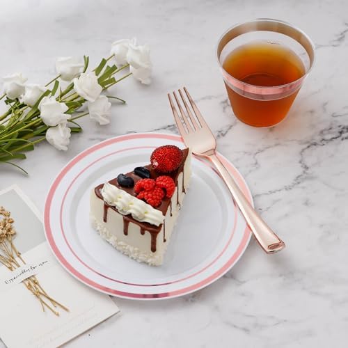 BESTVIP 600PCS Rose Gold Dinnerware Set for 100 Guests, Plastic Plates - Image 5