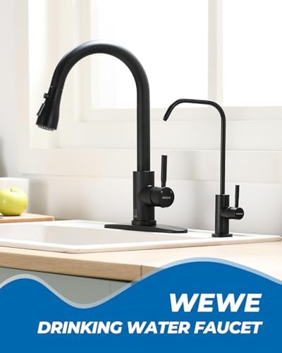 WEWE Drinking Water Faucet for RO System, 7-Shape, Non-Air Gap, Matte Black - Image 2