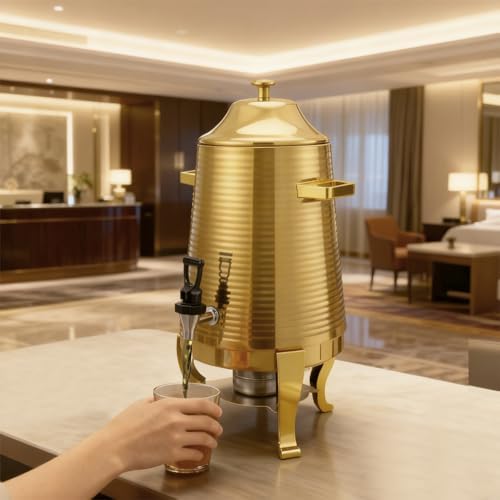 3.43Gallon Stainless Steel Hot Beverage Dispenser,Coffee Chafer Urn with Spigot&Fuel Holder,Cold&Hot Drinks Dispenser for Milk Coffee Tea Juice - Parties Catering Buffet Event (Gold,D) - Image 5