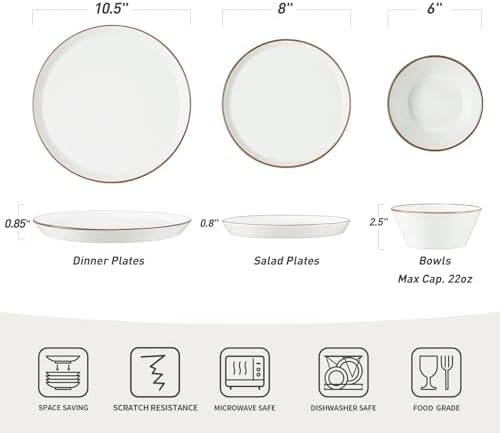 Famiware Saturn Stoneware Dinnerware Sets for 4, Speckled Plates and Bowls - Image 2