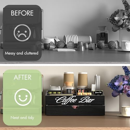 Suli 2-Tier Coffee Bar Station Organizer for Countertop,Extra large - Image 4