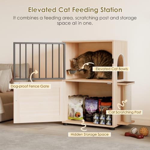Dog Proof Cat Feeding Station, Dog Proof Cat Feeder, Cat Food Table,Nature - Image 4