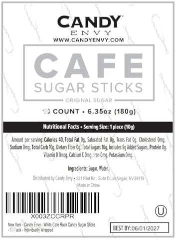 Candy Envy - White Café Sugar Sticks Mini Rock Candy - 100 Bulk Individually Wrapped White Treats - Original Sugar Flavored Drink Stirrers (Pack of 2) - Image 6