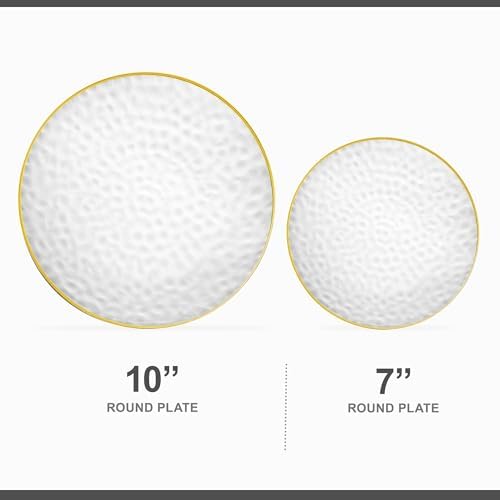 PLASTICPRO 32 Piece Combo Plate Set includes 16-7'' inch Plates & 16-10'' inch Plates Clear Hammered Plastic Party Dish heavyweight Elegant, Disposable, Tableware, Dishes, - Image 4