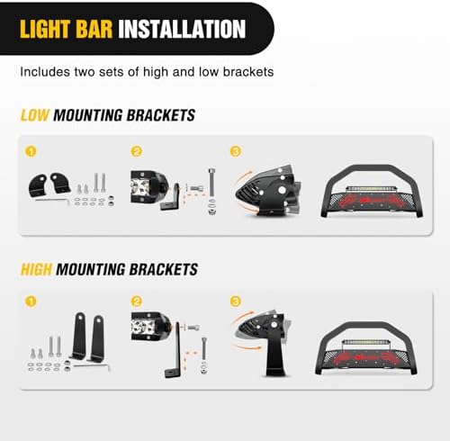 Nilight Bull Bar with Light Bar for Toyota Tundra | for Toyota Tundra 2022 2023 2024 Includes License Plate Hole Brush Guard, Front Bumper Push Bar w/Grille Skid Plate Light Mount - Image 5