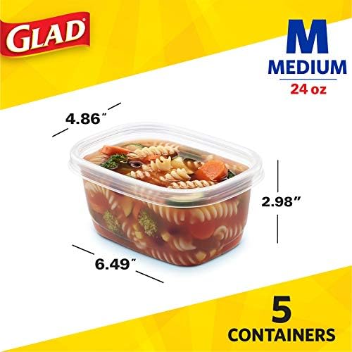Glad GladWare Medium Rectangle Food Storage Containers, 24 Oz, 5 Ct, 6-Pk - Image 2