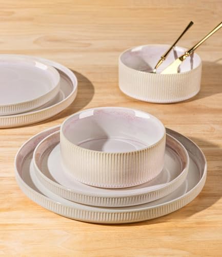 TheTerra Ceramic Dinnerware Set for 8, 24-Piece Plates and Bowls Set - Image 4