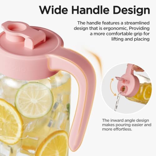 Mason Jar Pitcher, 2 pcs 64 oz (2 quart), Glass Pitcher with Lid - Image 3