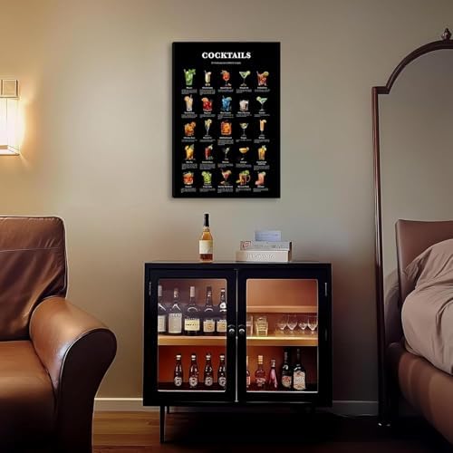 Cocktail Wall Art Cocktail Knowledge Posters Vintage Cocktail Mixology Pictures Bar Cart Accessories And Painting Prints Kitchen Trendy College Preppy Dorm Canvas Wall Decor Framed - Image 6