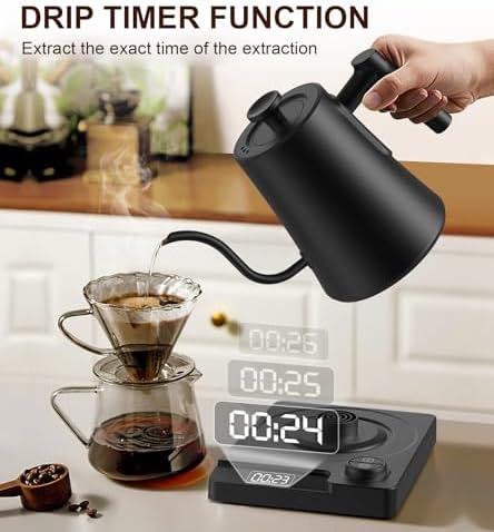 Gooseneck Electric Kettle with ±1°F Temperature Control - 1.0L Pour Over Coffee Kettle & Tea Maker, 1200W Fast Heating, 24H Keep Warm, Built-in Brew Timer, 100% Stainless Steel Interior - Image 3