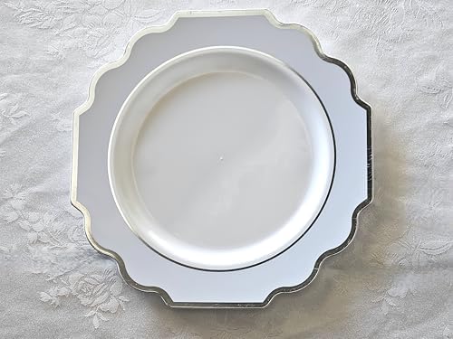 OCCASIONS Disposable Plastic Plates for 80 Guests (Imperial Blue & Silver) - Image 4