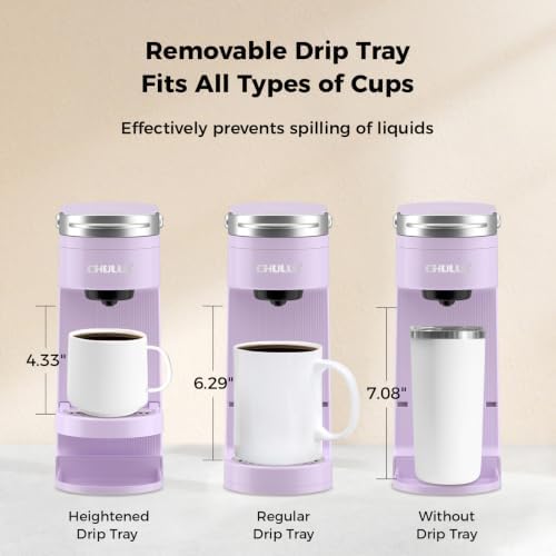 CHULUX Compact Single Serve Coffee Maker Brewer for K Cup Pod, Light Violet - Image 5