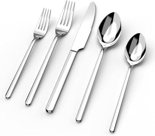 KINGSTONE Silverware Set, 10 Piece Flatware Cutlery Set for 2, 18/10 Stainless Steel Silverware Mirror Polished Dishwasher Safe for Home, Restaurant, Wedding, Party by KINGSTONE