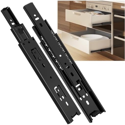 SHUHANG 5 Pair Full Extension Drawer Slides 10 12 14 16 18 20 22 24 Inch 100 lb Load Capacity Side Mount Ball Bearing Rails Cabinet Dresser Glides Wardrobe Kitchen Trash Can Slider Runners Black by SHUHANG