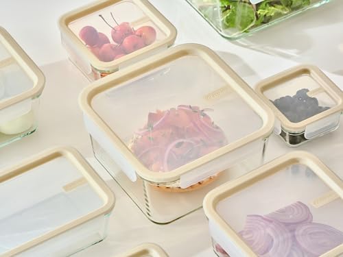 Glasslock Sens 24Pcs Glass Food Storage Set – Airtight & Leakproof, 8 Different Sizes, Anti Slip Lid, Microwave & Oven Safe, Meal prep, Lunch Box, Nestable & Stackable, Pantry Storage - Image 6