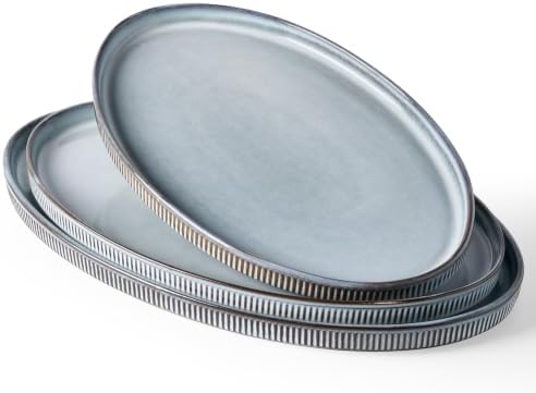 famiware Large Serving Platters Set of 3 Sizes - Oval, Smoky Blue by Famiware