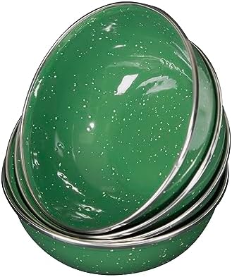 Stansport Deluxe 24-Piece Enamel Tableware Set - Enamel Plates and Bowls Lightweight and Durable Camp Dish Set for Camping and Backpacking Plates and Bowls for 4 People - Image 2