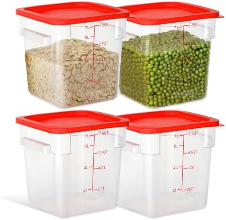 4 Pack 8QT Square Food Storage Containers with Lids by STEELUS