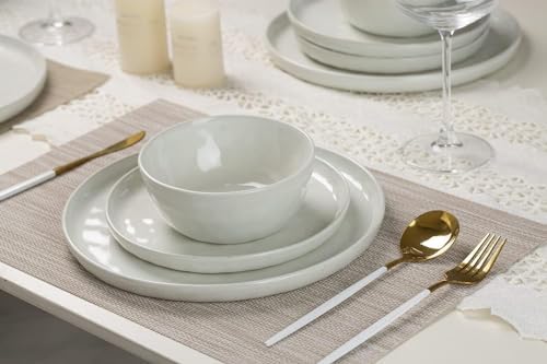 Famiware Mars Stoneware Dinnerware Set for 8, White - Image 3