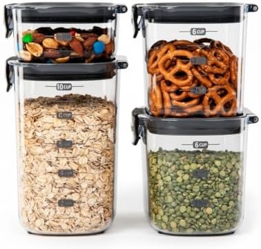 Progressive International ProKeeper+ 4-Piece Clear Plastic Modular Airtight Pantry Food/Snack Kitchen Storage Organization Container Canister Set by ProgressiveInternational