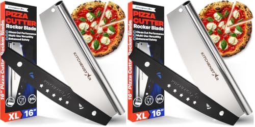 16-Inch Pizza Cutter Rocker Blade, 304 Stainless Steel Slicer Knife, Silver (Pack of 2) by Kitchenstar