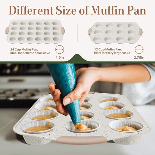 11-Piece Baking Pans Set Nonstick, Stackable Bakeware Set, White&Khaki - Image 3