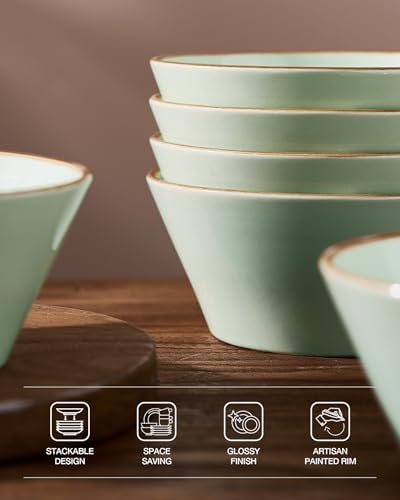 Famiware Saturn Dinnerware Sets, Ceramic Dishes for 4, Rimmed Plates, Bowls - Image 5