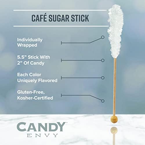Candy Envy - White Café Sugar Sticks Mini Rock Candy - 18 Individually Wrapped Sugar Stirrer - Original Sugar Flavored (Pack of 2) - Image 4