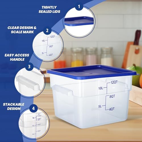 4 Pack 12QT Square Food Storage Containers with Lids - Image 4