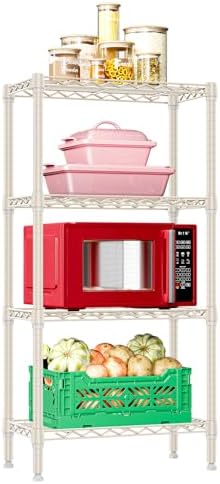 IZEUK 4 Tier Steel Storage Shelves, Heavy Duty Metal Shelf Wire Shelving Rack for Pantry, Kitchen, Living Room, or Bathroom Organization (11.8" D x 23.6" W x 47.5" H, 1000LBS, Light Tan) by IZEUK