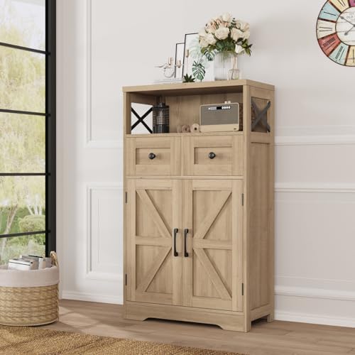 Farmhouse Accent Storage Cabinet with Drawers, Small Kitchen Pantry Cabinet by Befrases