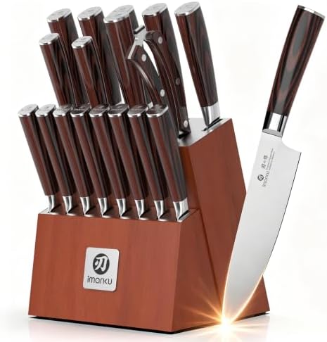 imarku 18-Piece Gyutou High-Carbon Stainless Steel Knife Set with Block by imarku