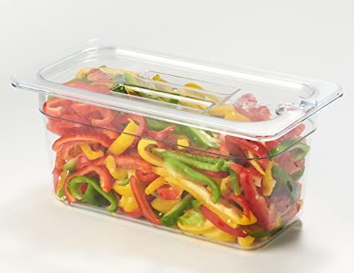 CURTA 6 Pack NSF Notched Food Pan Cover, 1/3 Size Clear Polycarbonate Lid with Handle for Commercial Food Pan, Dishwasher & Freezer Safe Plastic Clear - Image 3